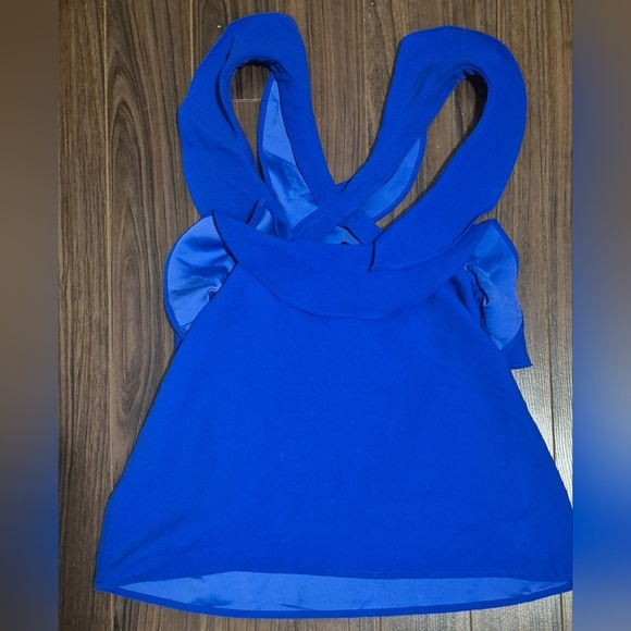 Banana Republic Cross Front Ruffle Royal Blue Sleeveless Top - Picture 2 of 6